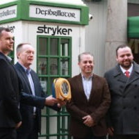 Limerick Milk Market Defibrillator installed in a restored vintage phone box